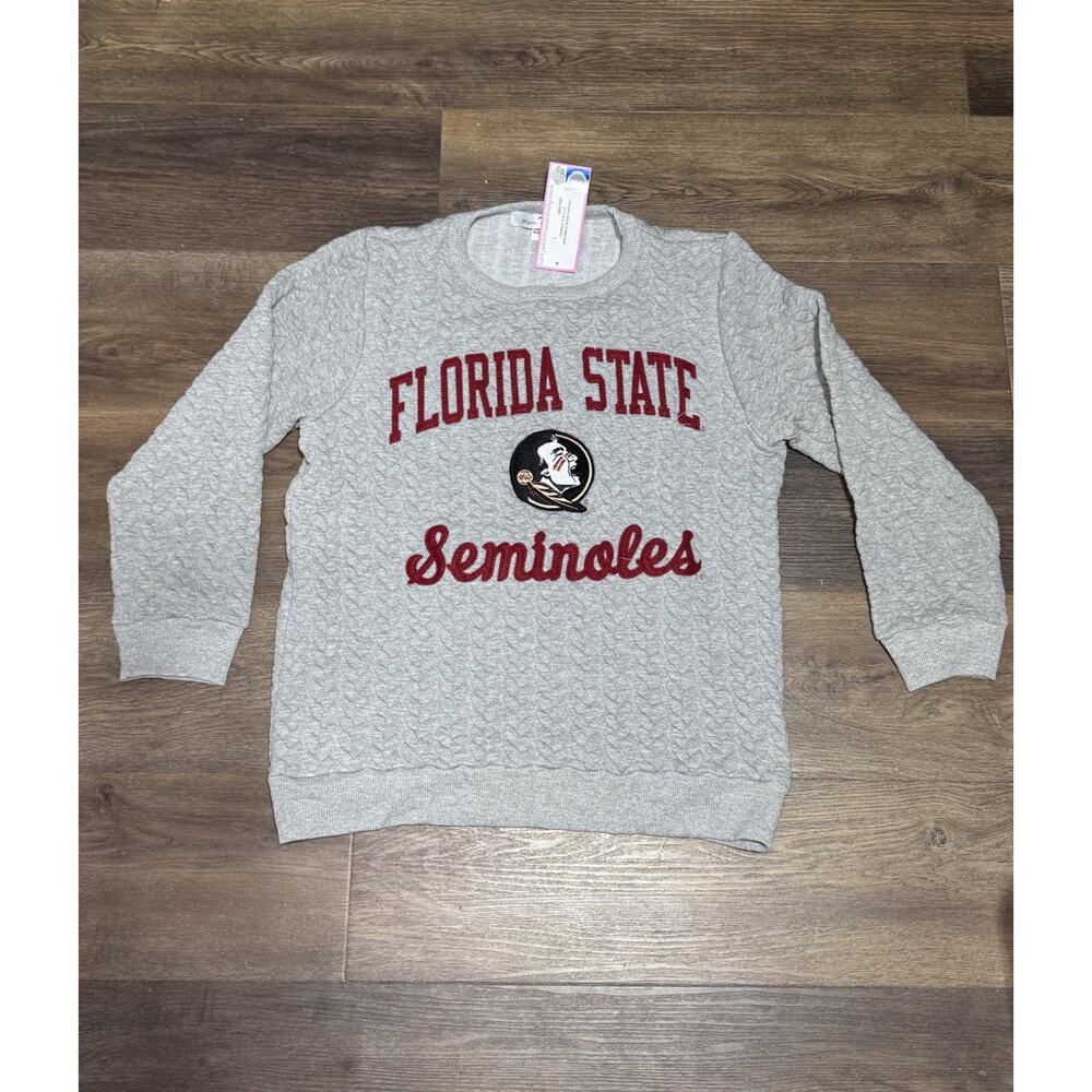 Florida State Seminoles FSU Gray Sweatshirt Size Large Made In USA Crew Neck